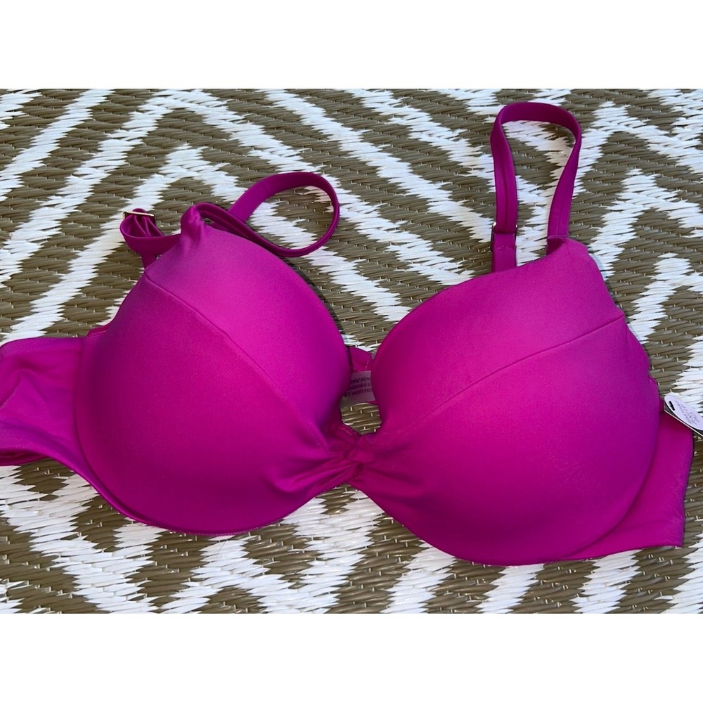 New $49 Victoria Secrets Swim 36B Bombshell Push Up Magenta Pink Removable Pads